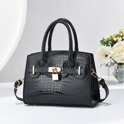 Beautiful Bright Leather Stone Pattern Alligator Handbags