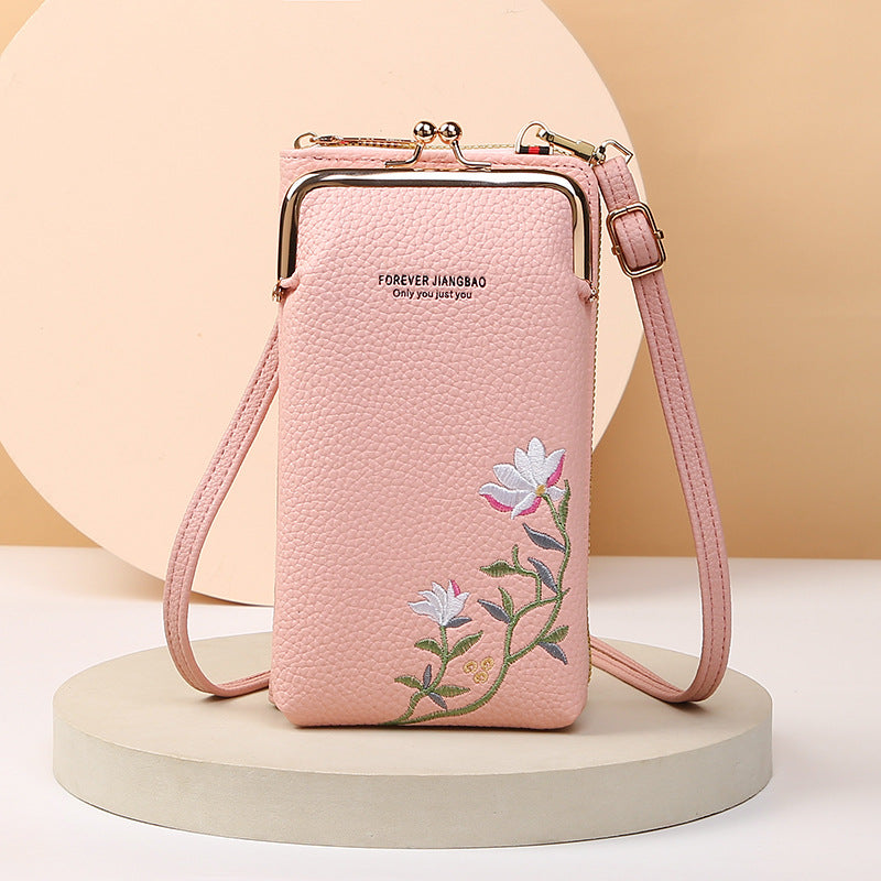 Korean Style Fashionable Litchi Pattern Solid Crossbody Bags