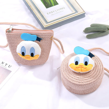 Children's Small Cartoon Doll Cute Straw Woven Children's Coin Purse