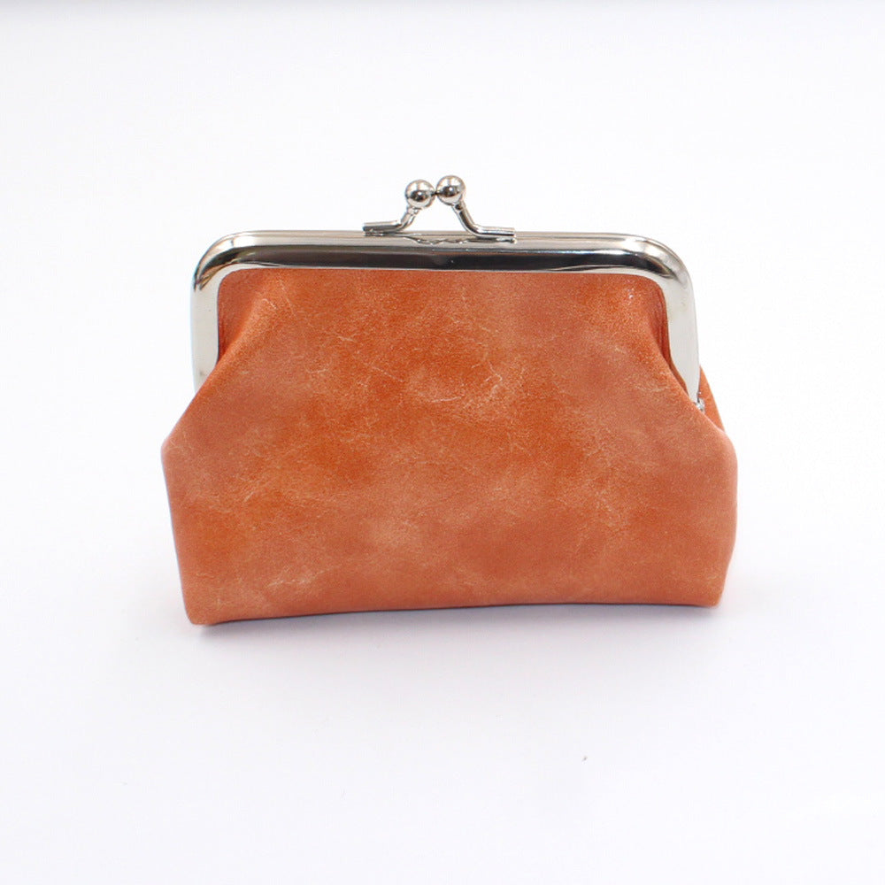 Women's Wax Leather Inch Short Small Clutch Coin Purses