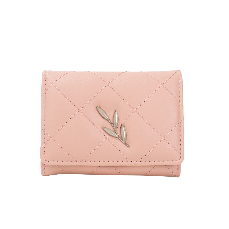 Porte-monnaie à trois volets pour femme, style simple, broderie diamant