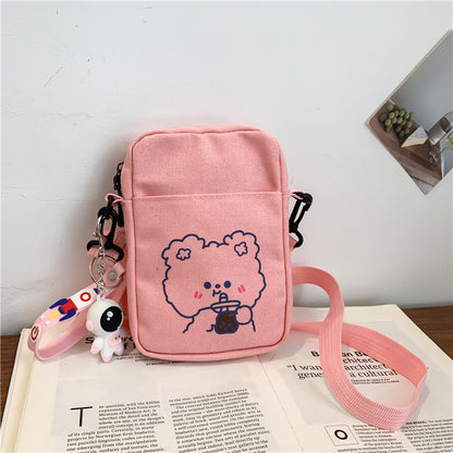 Women's Canvas Korean Style Sweet Mobile Simple Crossbody Bags