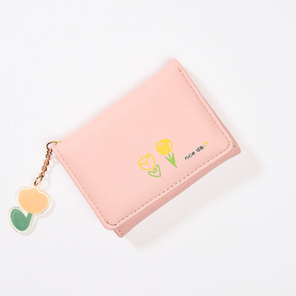 Women's Short Solid Color Simple Printed Cute Ladies Wallets