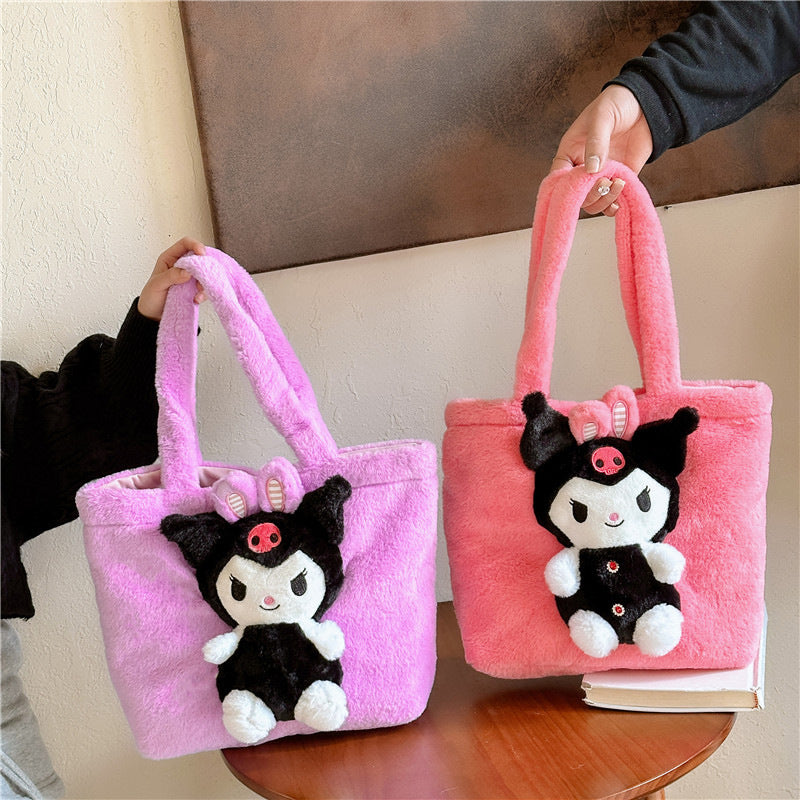 Winter Plush Cartoon Clow Hand Gift Bags