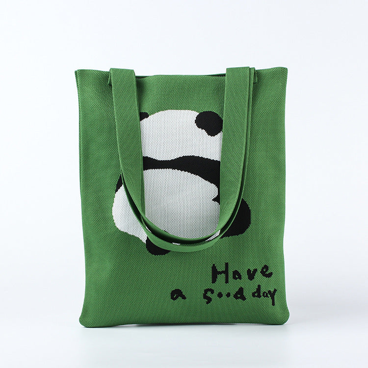 Sac fourre-tout en tricot tendance pour femme en forme de panda pour sacs à bandoulière