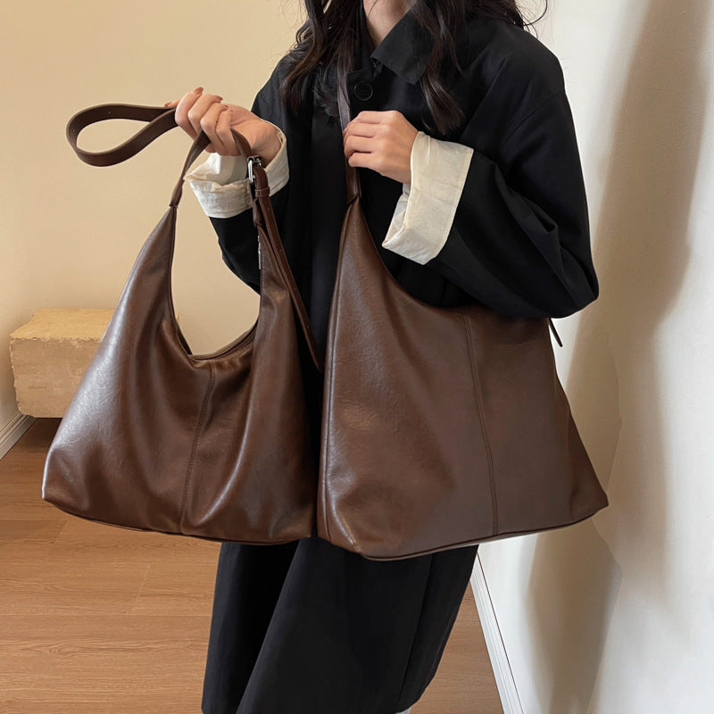 Women's Large Capacity High-grade Commuter Soft Leather Bags