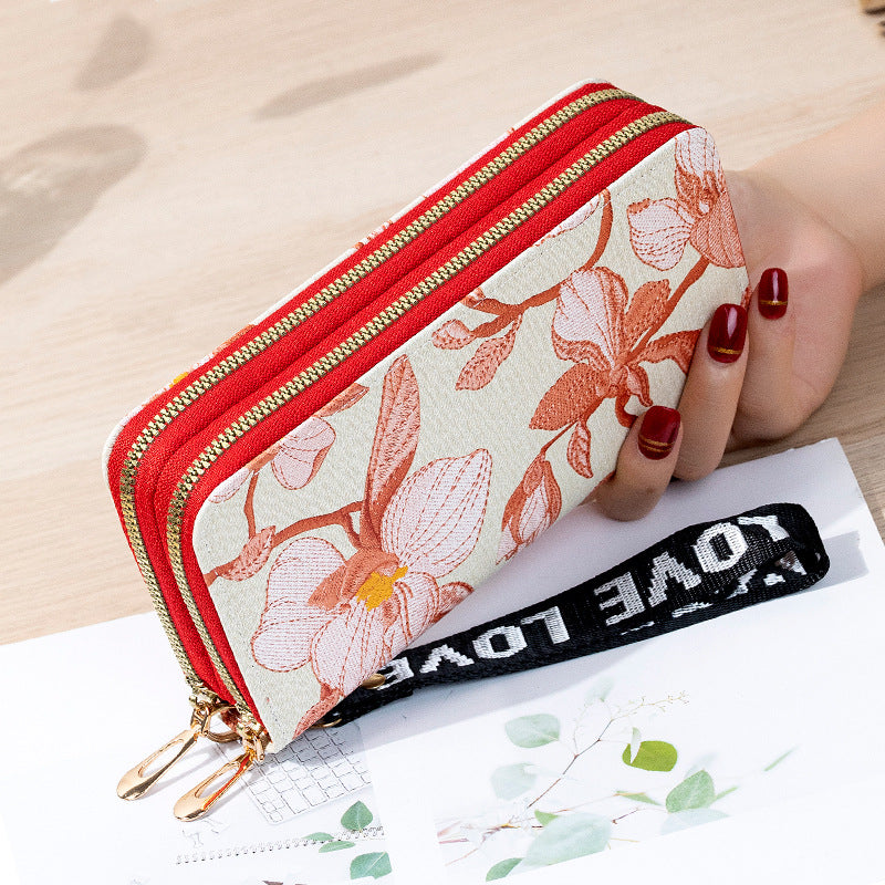 Women's Zipper Korean Style Flower Large Capacity Mobile Ladies Wallets