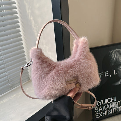 Plush Faux Mink Fur Korean Fashion Crossbody Bags