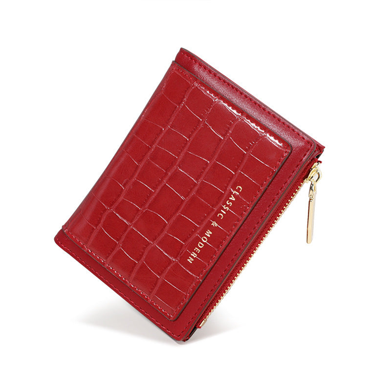 Charming Women's Crocodile Pattern Short Two-fold Ladies Wallets