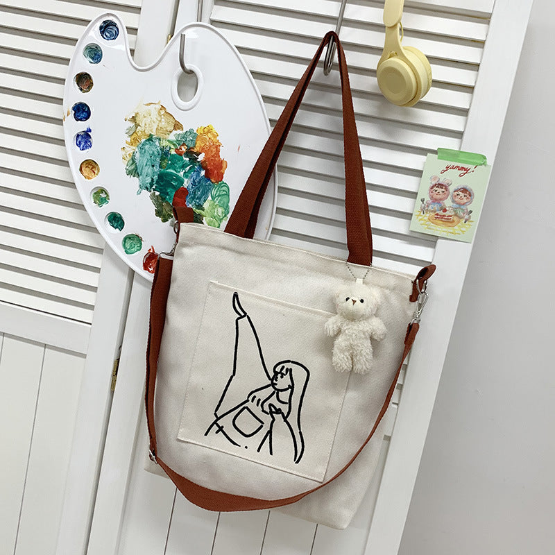 Female Style Soft Cute Cotton Large Shoulder Bags