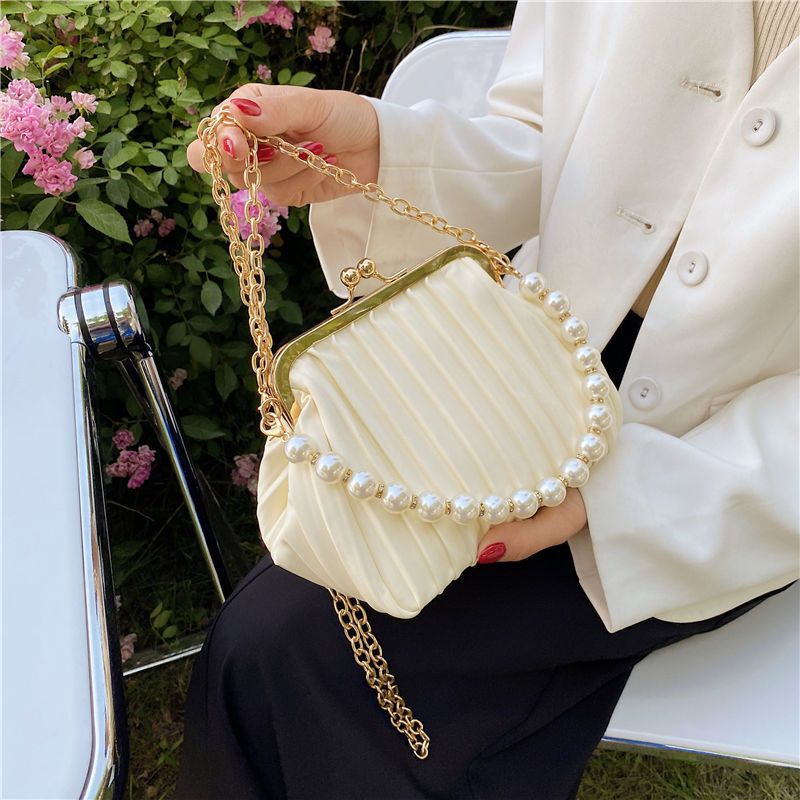 Women's Summer Pearl Fashion Chain Clip Cross Crossbody Bags