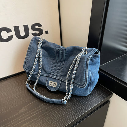 Women's Denim Fashion Large Capacity Chain High-grade Shoulder Bags