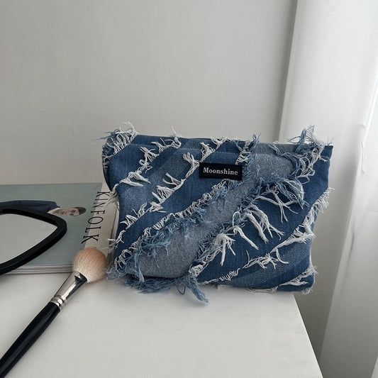 Niche High Sense Denim Tassel Large Capacity Storage Handbags