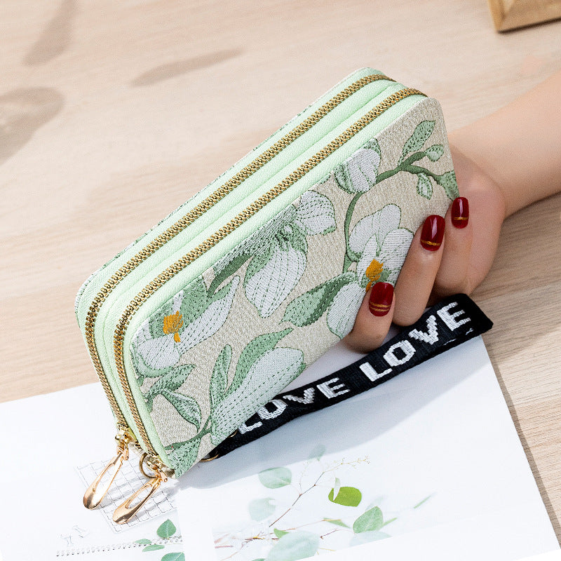 Women's Zipper Korean Style Flower Large Capacity Mobile Ladies Wallets