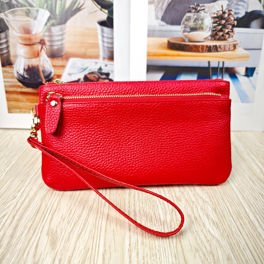 Women's Fashion Genuine Leather Wrist Multifunctional Zipper Ladies Wallets