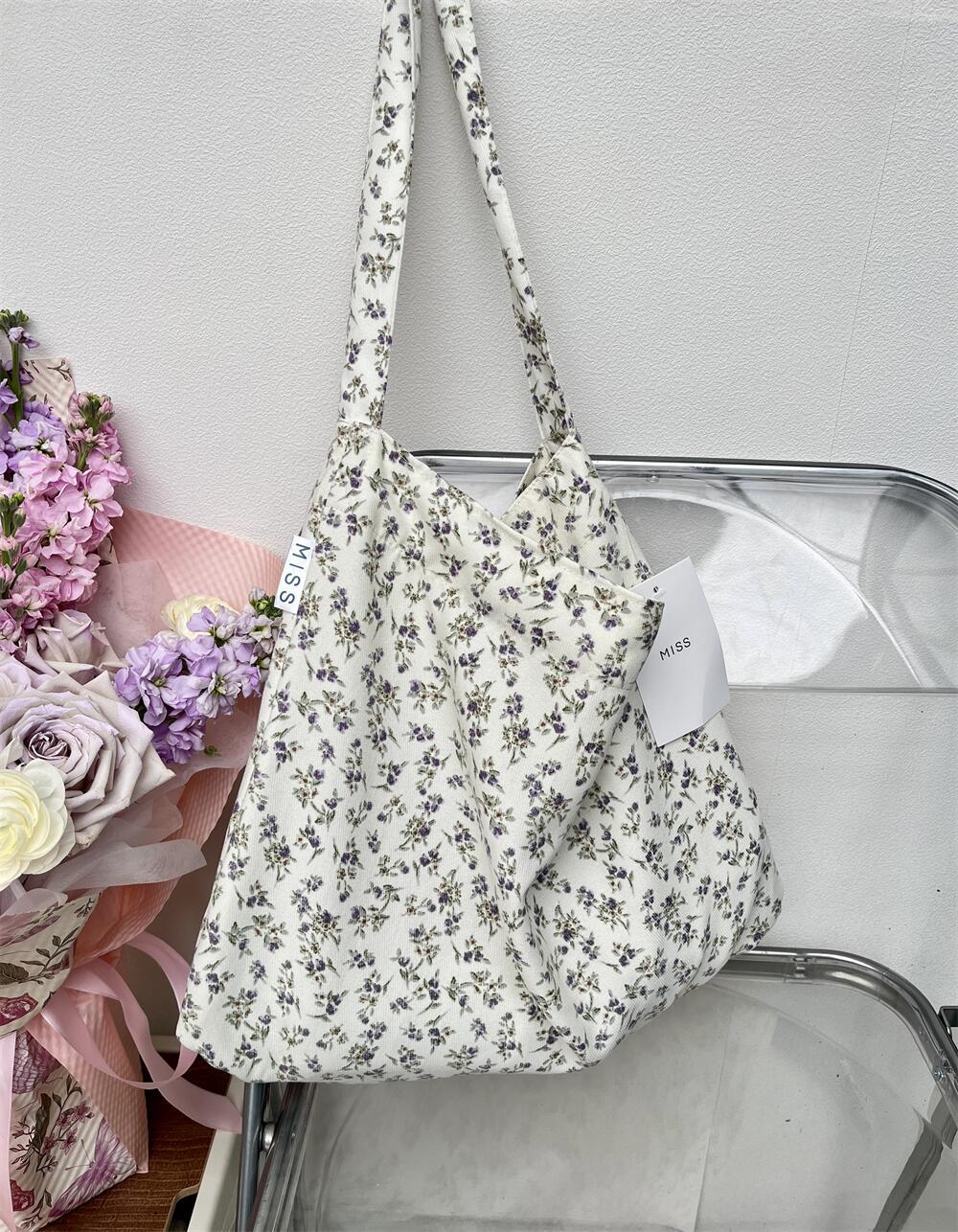 Leopard Print Floral Canvas Female White Shoulder Bags