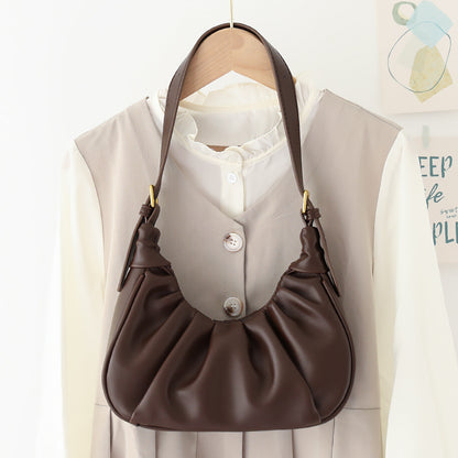 Women's Korean Style Simple Pleated Cloud Western Leisure Fashion Arm Bags