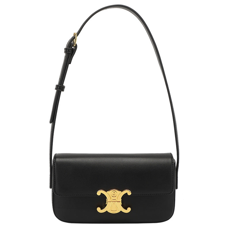 Women's Underarm Black Gold Niche High-grade Baguette Bags