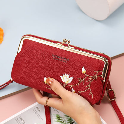 Petits sacs pour téléphone portable avec broderie florale intégrée pour femmes