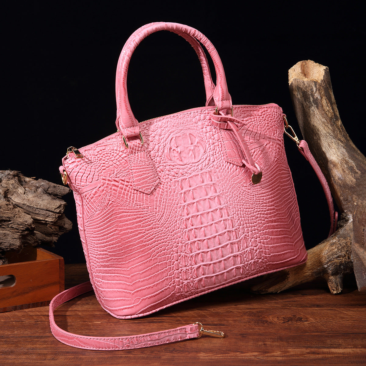 Women's For Retro Crocodile Pattern Brahmin Portable Handbags