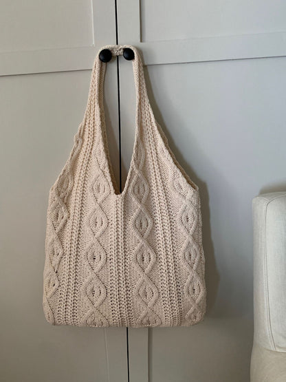 Women's Retro Knitted Handmade Wool Woven Tote Shoulder Bags