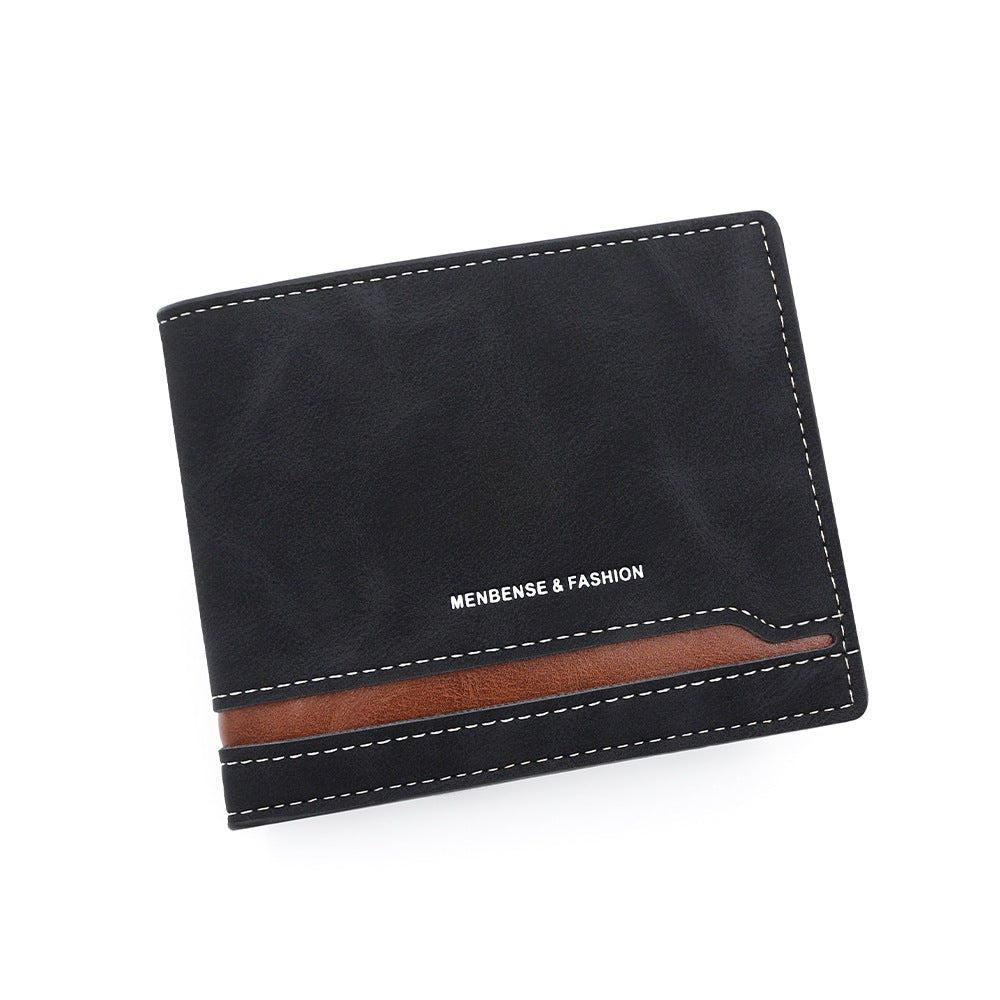 Men's Retro Patchwork Contrast Color Horizontal Version Men's Wallets