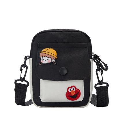 Sesame Street Female Canvas Cartoon Fresh Crossbody Bags