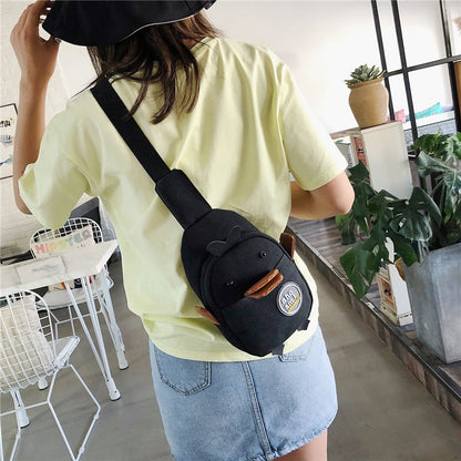 Canvas Korean Style Small Yellow Duck Waist Packs