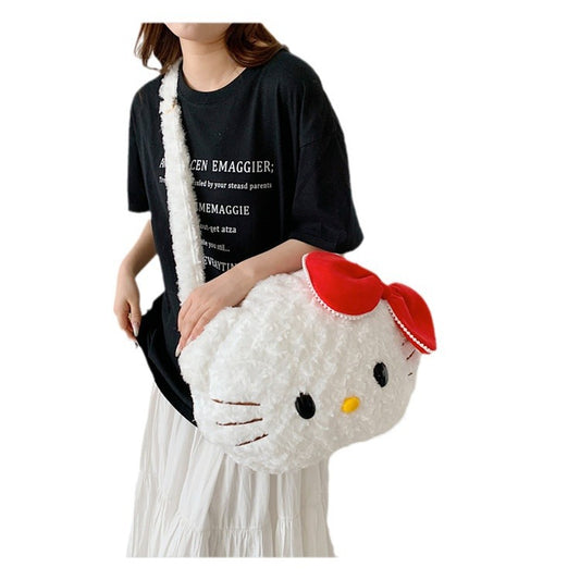 Women's Plush Kitty Big Face Cute Clow Crossbody Bags