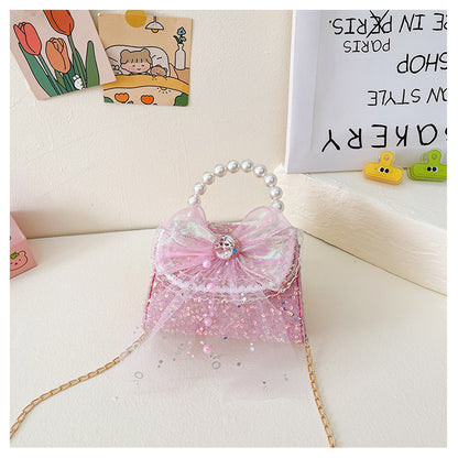 Children's Western Style Cute Bow Flower Little Children's Shoulder Bags