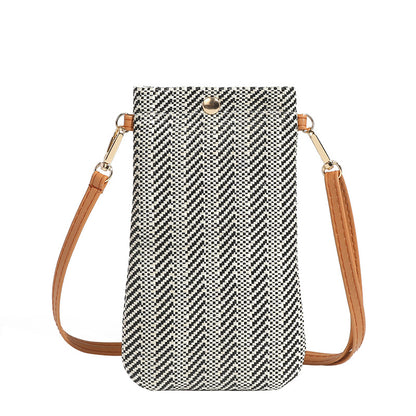 Women's Summer Beach Woven Vertical Mobile Straw Bags