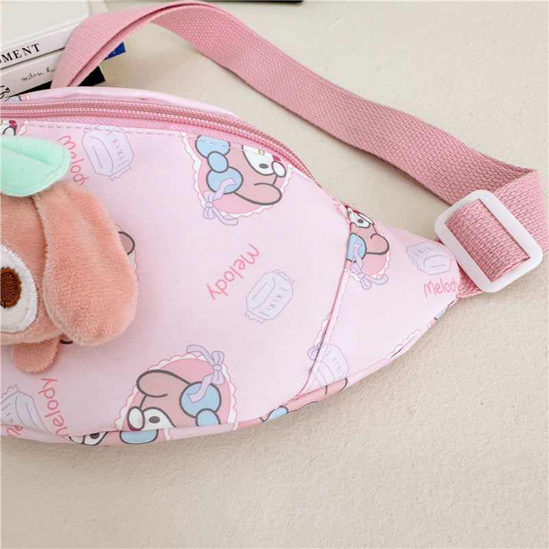 Sacs banane pour enfants en tissu Oxford à motif de poupée de dessin animé pour enfants