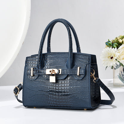 Beautiful Bright Leather Stone Pattern Alligator Handbags