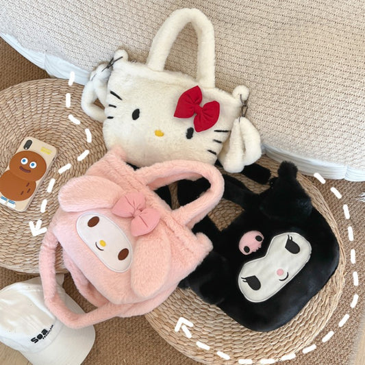 Cute Pink Bunny Furry Cartoon Korean Crossbody Bags