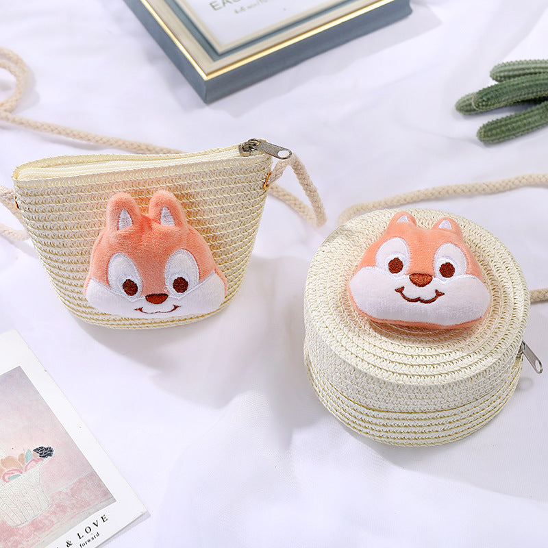 Children's Small Cartoon Doll Cute Straw Woven Children's Coin Purse