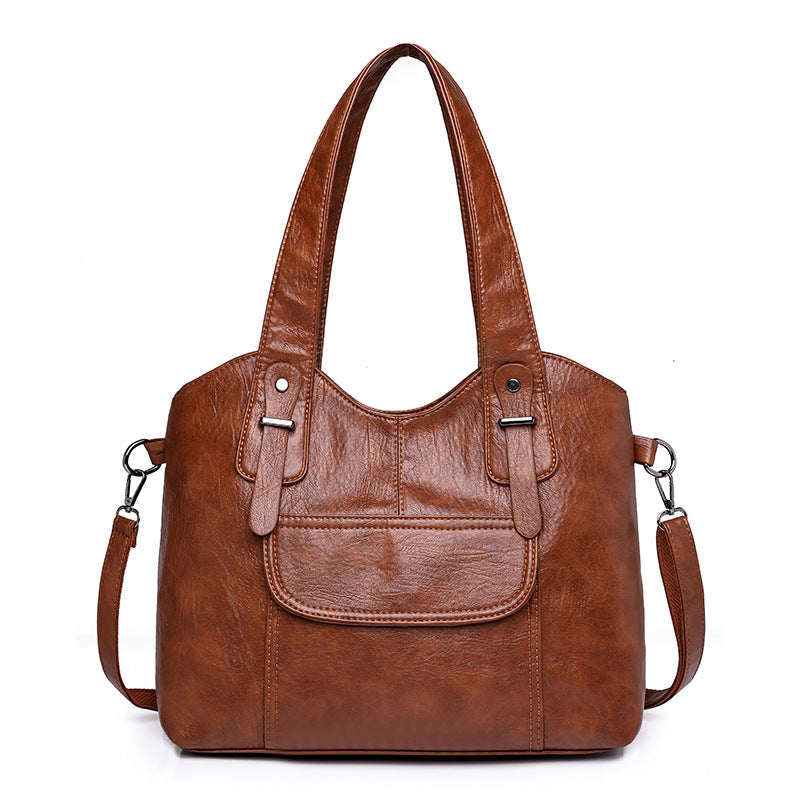 Women's Large Capacity Commuter Simple Soft Leather Handbags