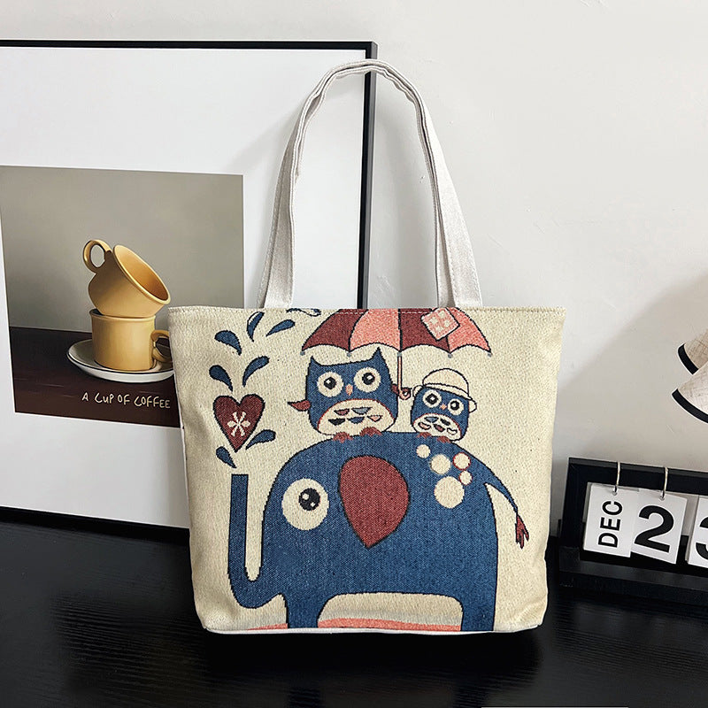 Women's Autumn Korean Style Woven Flower Cartoon Shoulder Bags