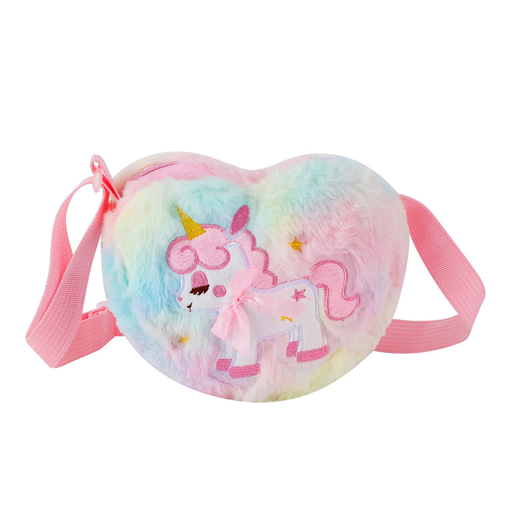 Sacs à bandoulière pour enfants en peluche mignons avec licorne d'amour