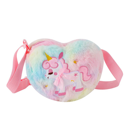 Sacs à bandoulière pour enfants en peluche mignons avec licorne d'amour