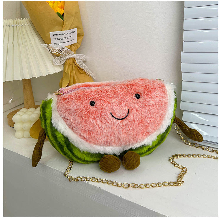 Plush Watermelon Female Winter Cartoon Cute Crossbody Bags