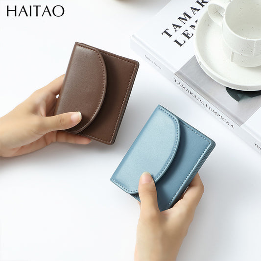 Short Simple Multi Slots Zipper Korean Ladies Wallets