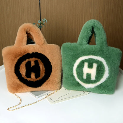 Plush Letter Cute Light Luxury Strap Fashion Handbags