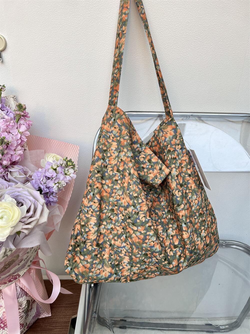 Leopard Print Floral Canvas Female White Shoulder Bags