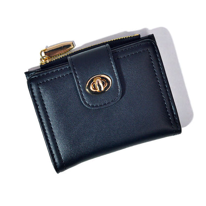 Women's Simple Short Two Fold Zipper Credentials Purses