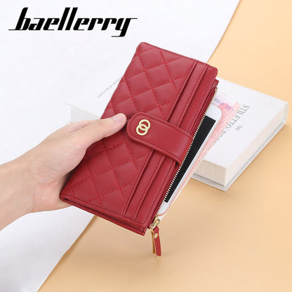 Women's Rhombus Multiple Slots Long Mobile Stylish Ladies Wallets