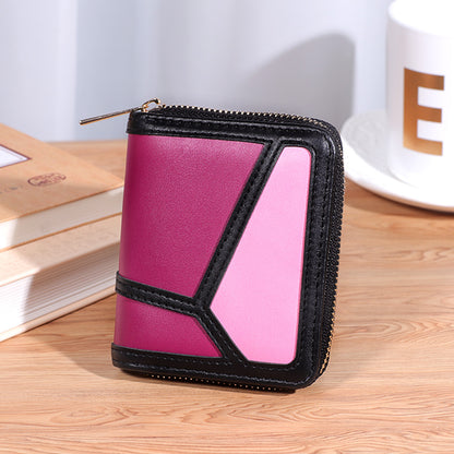 Women's Color Contrast Patchwork Single Zipper Multifunctional Large Capacity Ladies Wallets