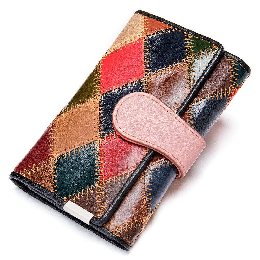 Women's High-grade Leather Large Three-fold Cowhide Ladies Wallets