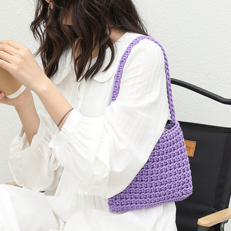 Women's Style Artistic Woven Fashion Cotton Thread Hollow Bags