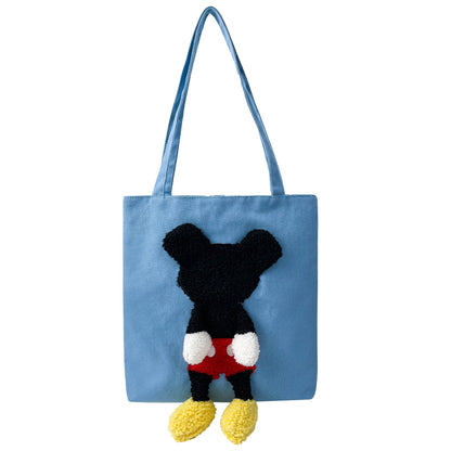 Sacs à bandoulière en toile à tête ouverte unique avec chat Mickey