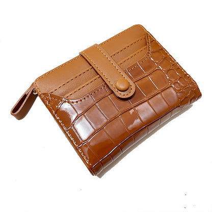 Women's Stone Crocodile Short Korean Style Zipper Ladies Wallets